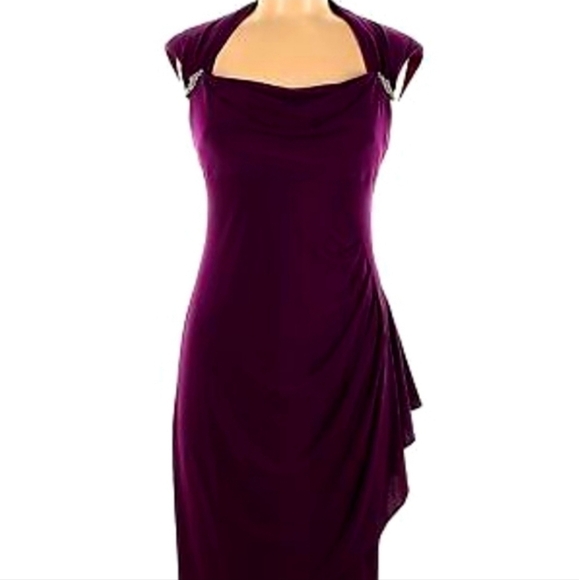 Scarlett- Purple Satin Bling on Front Ruching open back Gorg Dress Sz.4 - Picture 1 of 12